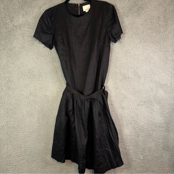 Band Of‎ Outsiders Apron Wrap Mini Raw Hem Black Dress - Picture 1 of 12